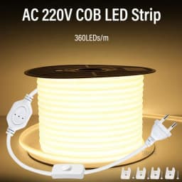 COB LED Strip Light 110V 220V Super Bright 360LEDs/m Waterproof With EU/US Power Supply Switch Flexible Outdoor Lamp 1M-100M