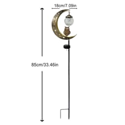 Solar-Powered Moon-Shaped Ground Light with Owl & Glass Ball Decorations for Outdoor Garden Patio Walkway Holiday Gift