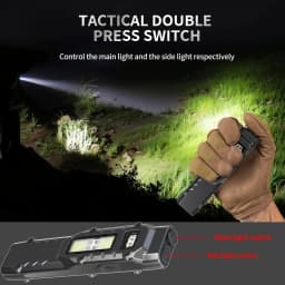Rechargeable 1500 Lumen Flat Flashlights EDC Tactical Flashlight Dual-Switches LED Small Flashlight with Digital Display Stainle