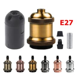 Electroplated Lamp Holder E27 Screw Head Lamp Base Edison Bulb Holder Retro With Ring Lamp-Socket