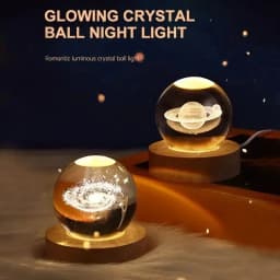 GGbingo 6cm Bedside Lamp Solar Theme Cosmos Series Crystal Ball Night Lights Milky Way Moon for Desk Creative Gift RGB