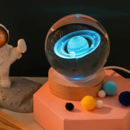 GGbingo 6cm Bedside Lamp Solar Theme Cosmos Series Crystal Ball Night Lights Milky Way Moon for Desk Creative Gift RGB