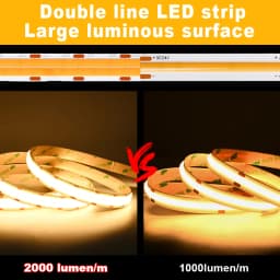 Super Bright COB LED Strip 2000lm/m Double Row 600 LEDs/m Flexible Dimmable Led Tape RA90 3000K 4000K 6500K 24V Kitchen Lighting