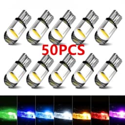 10/20/50PCS Colorful T10 DC 12V Car LED Light Canbus Glass COB 6000k Reading Dome Lamp Marker Wedge License Plate Light Bulb 