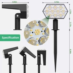 92 LED Solar Lights Outdoor Solar Spot Lights Outdoor IP67 Waterproof Solar Garden Lights 2 In 1 for Yard Garden Porch