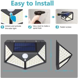 1-12 Pack Solar Lights Outdoor 100 LED Wall Lamp Motion Sensor Lights Waterproof Solar Street Light for Garden Porch Yard Garage