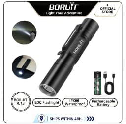 BORUiT RJ13 Small EDC Flashlight 500LM Powerful Pocket Torch Type C USB Charging IP66 Waterproof Outdoor Camping Lighting Lamp