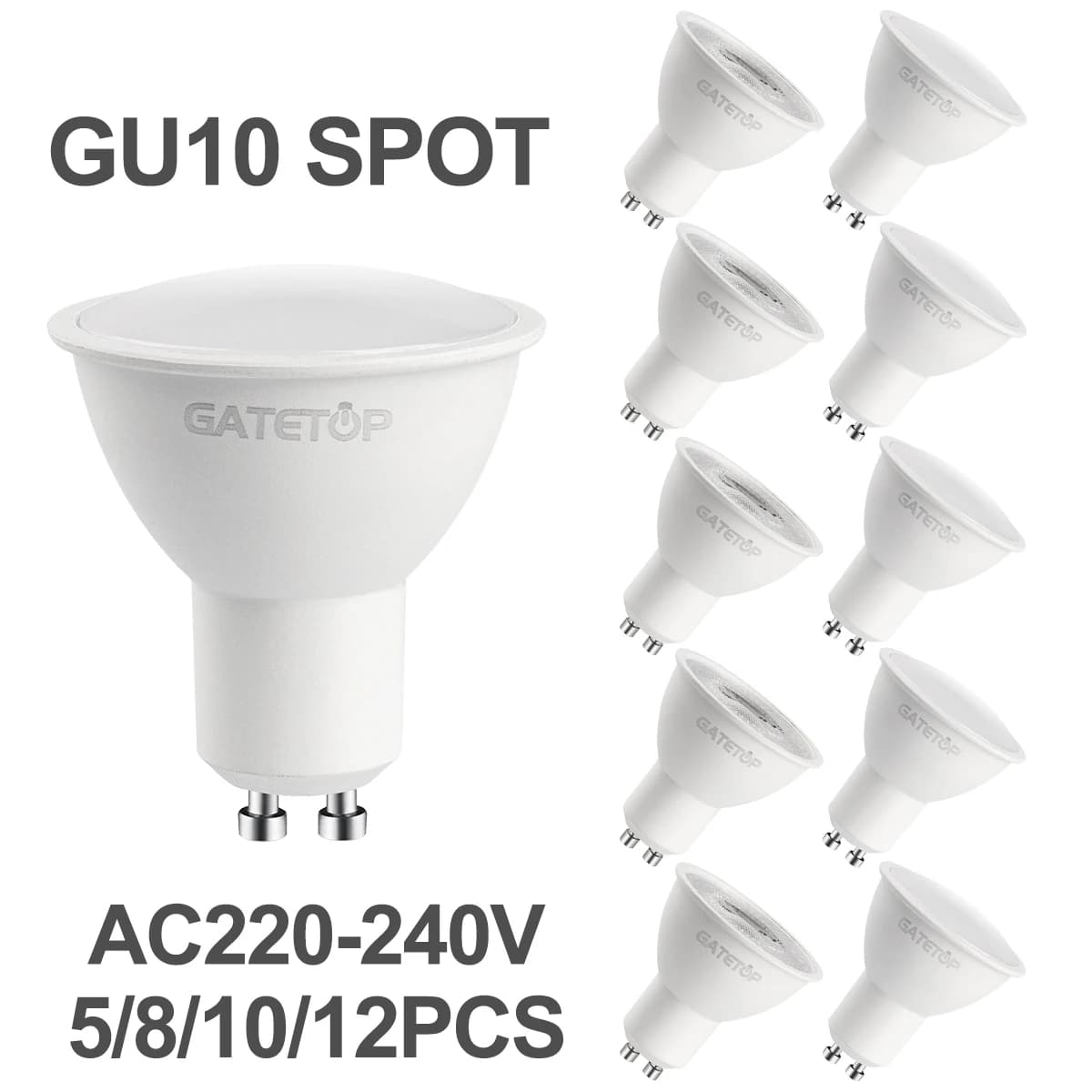 5/8/10/12pcs Dimmable GU10 Led Spotlight 220V Warm Light 3000K 4000K 6000K Dimming Bulb Replace 50W Halogen Lamp Home Direction
