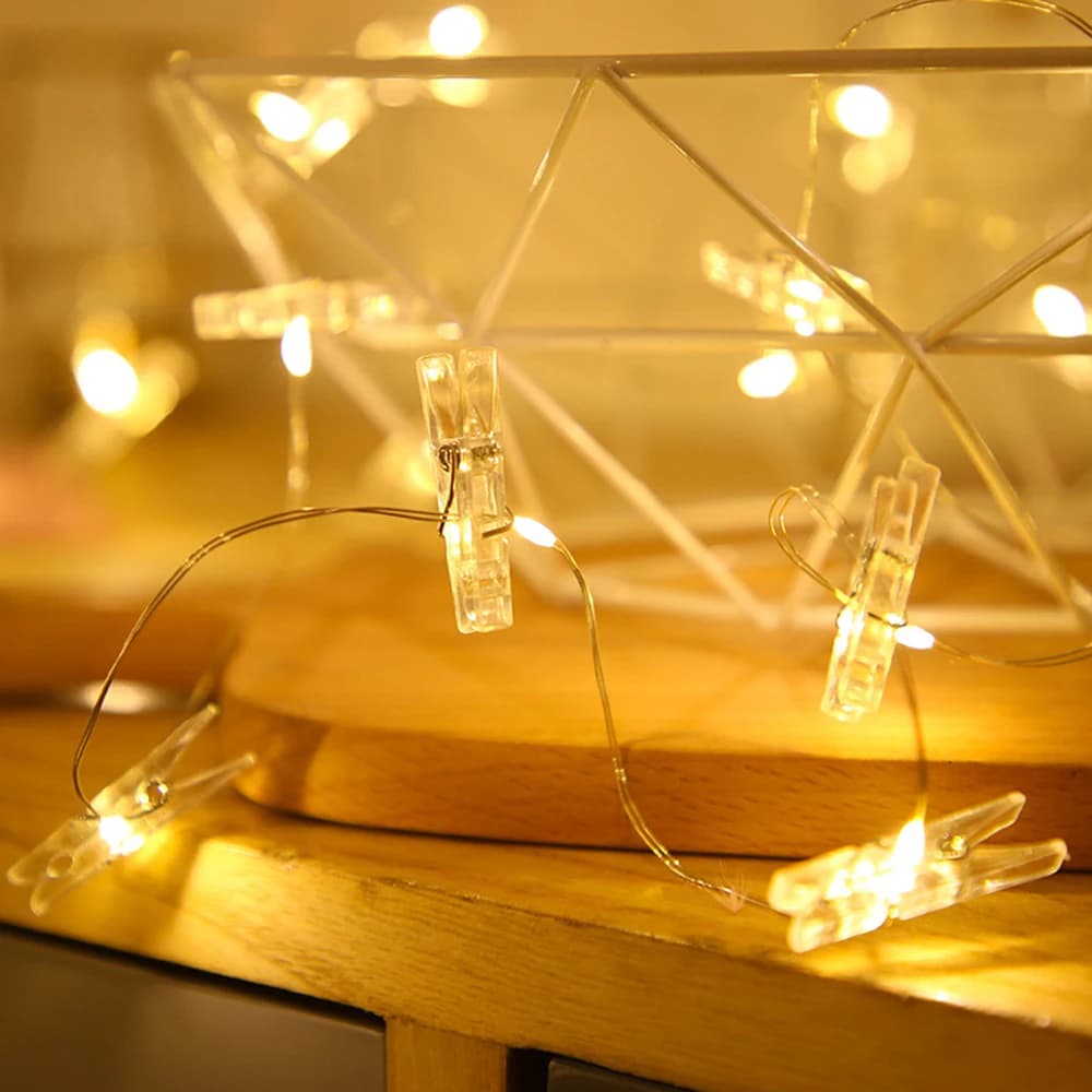 Photo Clip Lights String Fairy Lights 2M/5M/10M LED Battery Box Garland Bedroom Home Party Photo Wall Wedding Christmas Decor