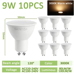 10PCS LED Spotlight GU10 9W 120degree 38degree 3000K 4000K 6000K AC 110V 220V Daylight No Flicker for Track Lighting Living Room