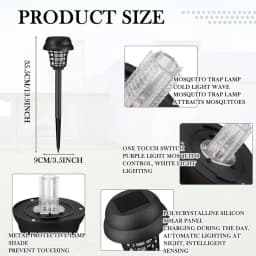 Solar Mosquito Killer Purple and White Light Outdoor Waterproof Led Light Bug Zapper Mosquito Trap Lamps For Garden Lawn Camping