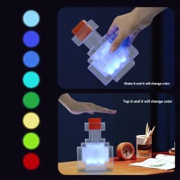 MC Game Medicine Bottle LED Night Light Table Lamps Game Creative Toy Lamp Rechargeable Bedroom Bedside for Kids Bedside Lamp