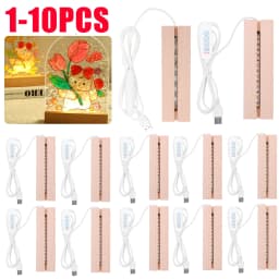 1-10pcs LED Wood Light Display Crystal Acrylic Lighted Base USB Wooden Stand for Resin Art Craft Lights Decor 스탠드 led 조명