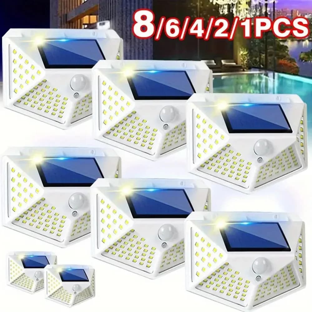 1/2/4/6/8 100 LED Solar Light PIR Motion Sensor Wall Light Solar Lamp Solar Powered Sunlight Street Lamp Garden Decoration
