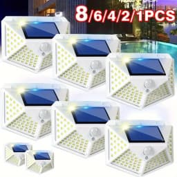 1/2/4/6/8 100 LED Solar Light PIR Motion Sensor Wall Light Solar Lamp Solar Powered Sunlight Street Lamp Garden Decoration