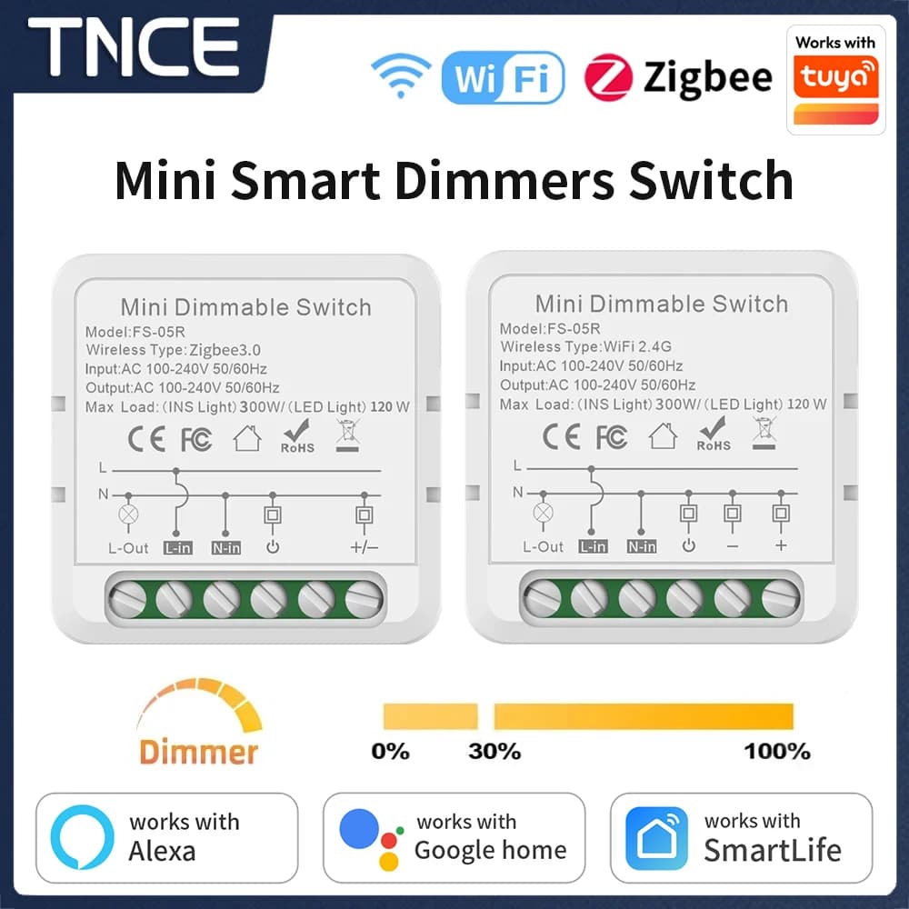 TNCE Tuya wifi Dimmer ZigBee Module Supports 2 Way Control LED Lights Dimmable Switch Work with smart life app Alexa Google Home