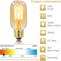 Edison Bulb E27 Warm Light 40W 220V Home For Decor Lighting, Retro Light Bulb Tungsten Silk Light Bar Window Decoration