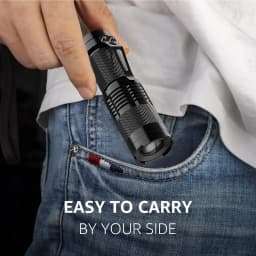 Red Light Torch Adjustable Focus LED Flashlight Super Bright Pocket Size Lightweight Small Torch for Power Cut Emergency Outdoor