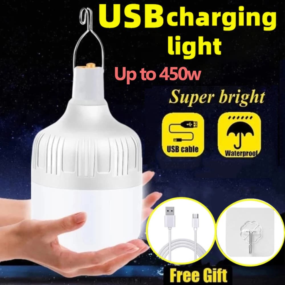 USB Rechargeable LED Emergency Light Portable Lantern for Power Outage Outdoor Light Bulb Hiking BBQ Camping Light Flashlight 
