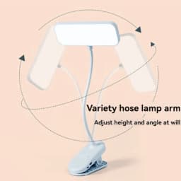 Clip-On Desk Lamp with Eye Care, USB Rechargeable & Plug-in Dimmable LED Light, Adjustable Study Lamp for College Dorm, Bedroom