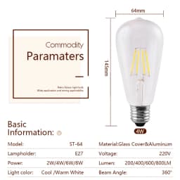 1-12pcs LED Edison Filament Light Bulbs ST64 Vintage Lamp E27 2W 4W 6W 8W 220V 2700K 6000K 360 Degree Energy Lamps