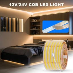 12V 24V COB LED Strip Light DC Plug/2Pin Wire Hight Bright Waterproof Flexible Tape 480LED/m Warm Natural White 5M 10M 20M 0.5M