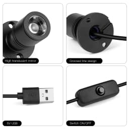 Mini USB 1W LED Spot Lights Rotatable Ceiling Lamp Jewelry Showcase Counter Closet Cabinet Shelf Bedroom Decor Lighting