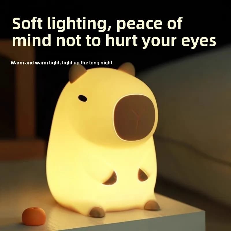 Cute Cartoon Capybara Night Light Battery Dimming Sleep Night Lamp for Children's Room Decor