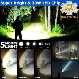 Powerful Aluminum Alloy LED Flashlight Usb Rechargeable Torch Lighting Zoomable Waterproof Flashlight With 26650 Battery