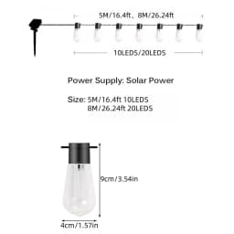 1PC Solar Bulbs String Lights,Outdoor Waterproof Garden Lamps,Garden,Terrace,Balcony,Camping,Party Retro Decoration  Fairy Lamps