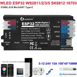 GL-C-619WL 6D GLEDOPTO ESP32 WLED Digital LED Controller Microphone function Type-C WS2811 SK6812 WS2815 611 PWM5IN1 Strip Light
