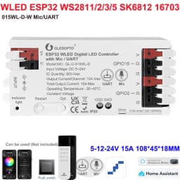 GL-C-619WL 6D GLEDOPTO ESP32 WLED Digital LED Controller Microphone function Type-C WS2811 SK6812 WS2815 611 PWM5IN1 Strip Light