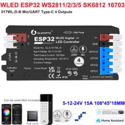 GL-C-619WL 6D GLEDOPTO ESP32 WLED Digital LED Controller Microphone function Type-C WS2811 SK6812 WS2815 611 PWM5IN1 Strip Light