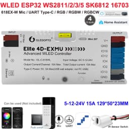 GL-C-619WL 6D GLEDOPTO ESP32 WLED Digital LED Controller Microphone function Type-C WS2811 SK6812 WS2815 611 PWM5IN1 Strip Light