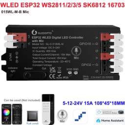 GL-C-619WL 6D GLEDOPTO ESP32 WLED Digital LED Controller Microphone function Type-C WS2811 SK6812 WS2815 611 PWM5IN1 Strip Light