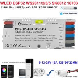 GL-C-619WL 6D GLEDOPTO ESP32 WLED Digital LED Controller Microphone function Type-C WS2811 SK6812 WS2815 611 PWM5IN1 Strip Light