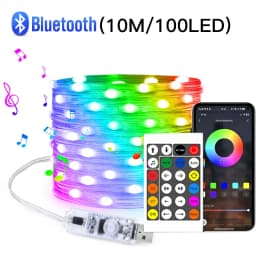 WS2812B Bluetooth LED String Fairy Lights Dreamcolor RGBIC DIY Party Festival Tree Lights Wedding Decoration Garland USB Lamp