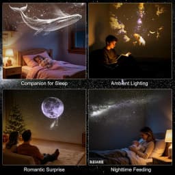 Mini LED Nightlight Wall Lamp with Brightness Sliding Projection Films Galaxy Projector Night Light,USB Portable Starry Sky