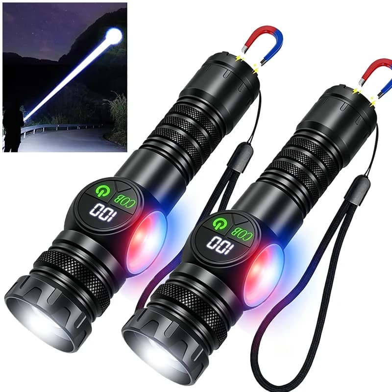 Super Bright LED Rechargeable Flashlight with Adjustable Focal Length Type-C Fast Charging for Camping Traveling Emergency Use