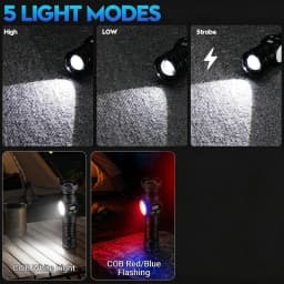 Super Bright LED Rechargeable Flashlight with Adjustable Focal Length Type-C Fast Charging for Camping Traveling Emergency Use