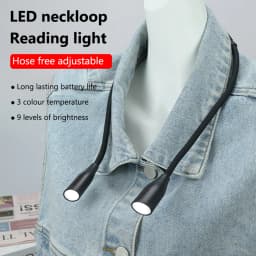 LED Neck Reading Light Bendable Arms Book Light Adjustable Brightness Reading Lamp LED Night Light for Reading Crafting Knitting