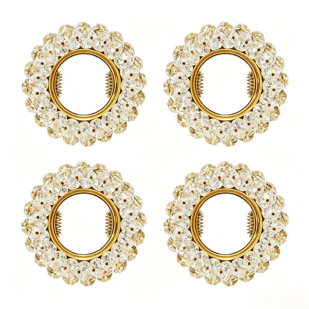 1/4PCS Gold Chrome Recessed Ceiling Spotlights Lamps Frames GU10 MR16 Crystal Spotlight Led Downlight Ceiling Decoration Light