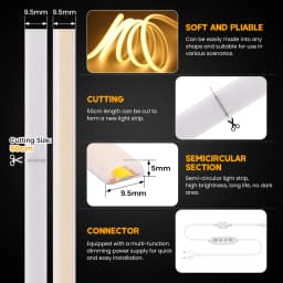 Dimmable Switch 220V COB LED Strip Neon Light Dimmer Power Kit Waterproof 3000K 4000K 6000K 288LED Kitchen Room Decor Flex Lamp