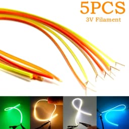 5PCS/Pack 3V LED Same End Filament Flexible Diode Lighting Strip Decoration Ultra Slim Spiral Bulb Retro Edison Bulb Lamp Parts