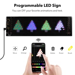 16x96 LEDs Matrix Pixel Panel,Scrolling Bright Advertising LED Signs Lights,USB Flexible 5V LED Car Sign Bluetooth App Control
