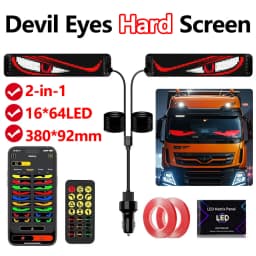 2PCS Devil's Eye Hard Screen LED Matrix Pixel Panel with APP Remote Control 2-in-1 DIY Programmable LED Display for Car Truck