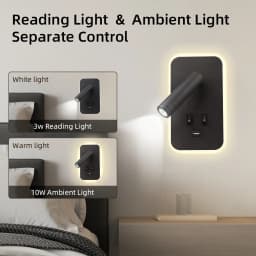 Reading Wall Lamp with USB 13W Rotatable Bedside Wall Light Double Switch LED Bedroom Spot Lights