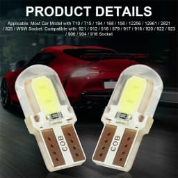 5/10/20PCS LED License Plate Light Bulb W5W T10 COB 4SMD Canbus Compatible White Auto Parking Clearance Lamp Bright Silica Wedge
