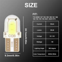 5/10/20PCS LED License Plate Light Bulb W5W T10 COB 4SMD Canbus Compatible White Auto Parking Clearance Lamp Bright Silica Wedge