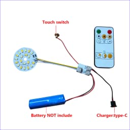 DC3.7V Light Source LED Panel 10W 50MM 3Colors Dimming Controller With Touch Switch Charging Port Type-C And Remote Control.